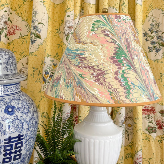 Handcrafted Marbled Empire Lampshade in Pastel Jewel Tones