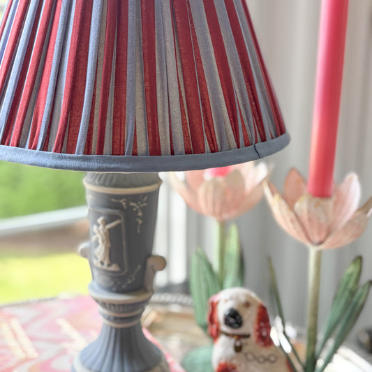 Red and Blue Stripe Pleated Empire Lampshade - 10 inches