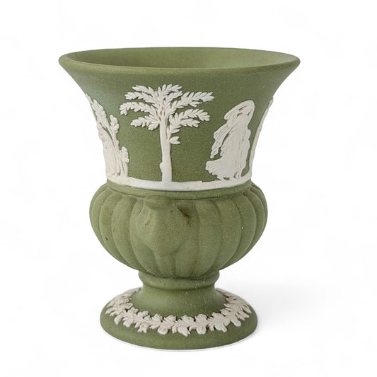 Vintage Wedgewood Sage Green Jasperware Urn Vase