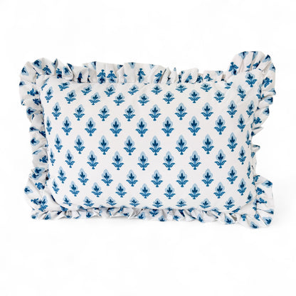 Antiquing Hand Embroidered Floral Throw Pillow