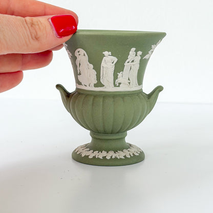 Vintage Wedgewood Sage Green Jasperware Urn Vase