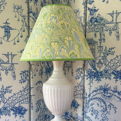 Blue and Green Handcrafted Marbled Empire Lampshade - 16 inch
