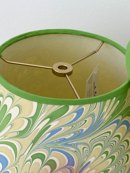 Blue and Green Handcrafted Marbled Empire Lampshade - 16 inch