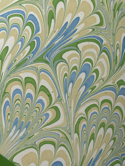 Blue and Green Handcrafted Marbled Empire Lampshade - 16 inch
