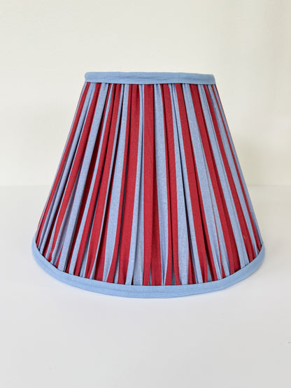 Red and Blue Stripe Pleated Empire Lampshade - 10 inches