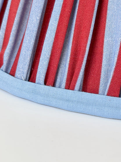 Red and Blue Stripe Pleated Empire Lampshade - 10 inches