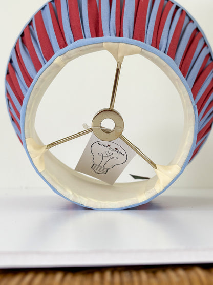 Red and Blue Stripe Pleated Empire Lampshade - 10 inches