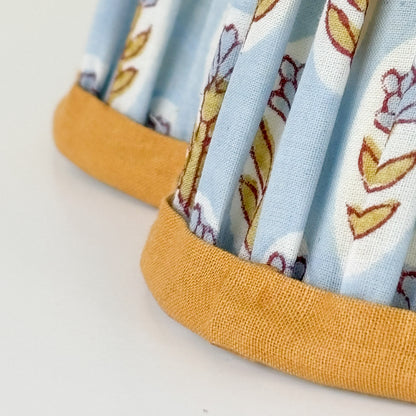 Blue Floral Scalloped Block-Print Empire Lampshade