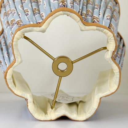 Blue Floral Scalloped Block-Print Empire Lampshade