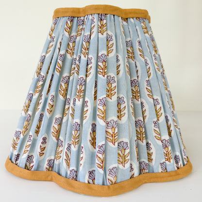 Blue Floral Scalloped Block-Print Empire Lampshade