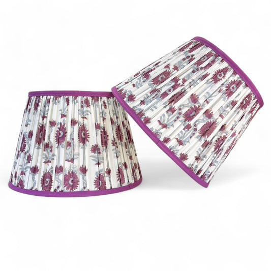 Purple Floral Pleated Lampshade