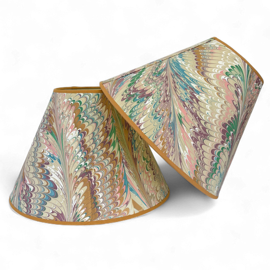 Handcrafted Marbled Empire Lampshade in Pastel Jewel Tones