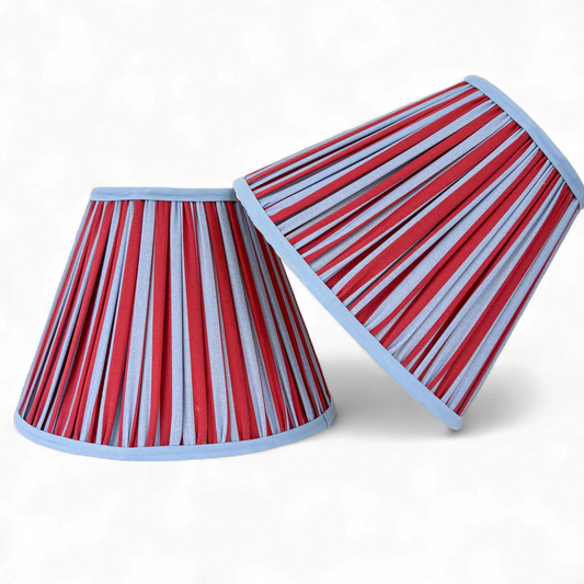 Red and Blue Stripe Pleated Empire Lampshade - 10 inches