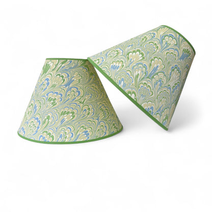 Blue and Green Handcrafted Marbled Empire Lampshade - 16 inch
