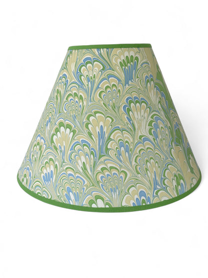 Blue and Green Handcrafted Marbled Empire Lampshade - 16 inch