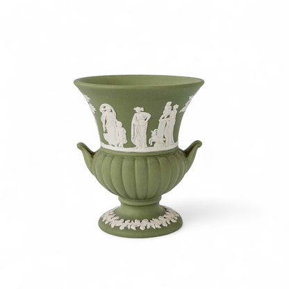Vintage Wedgewood Sage Green Jasperware Urn Vase