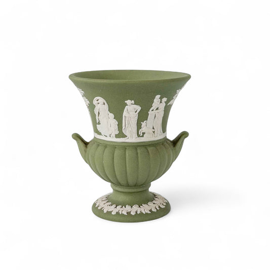 Vintage Wedgewood Sage Green Jasperware Urn Vase