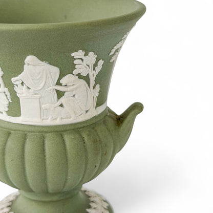 Vintage Wedgewood Sage Green Jasperware Urn Vase