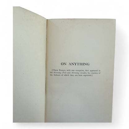 Antique Hilaire Belloc On Anything & On Everything Books
