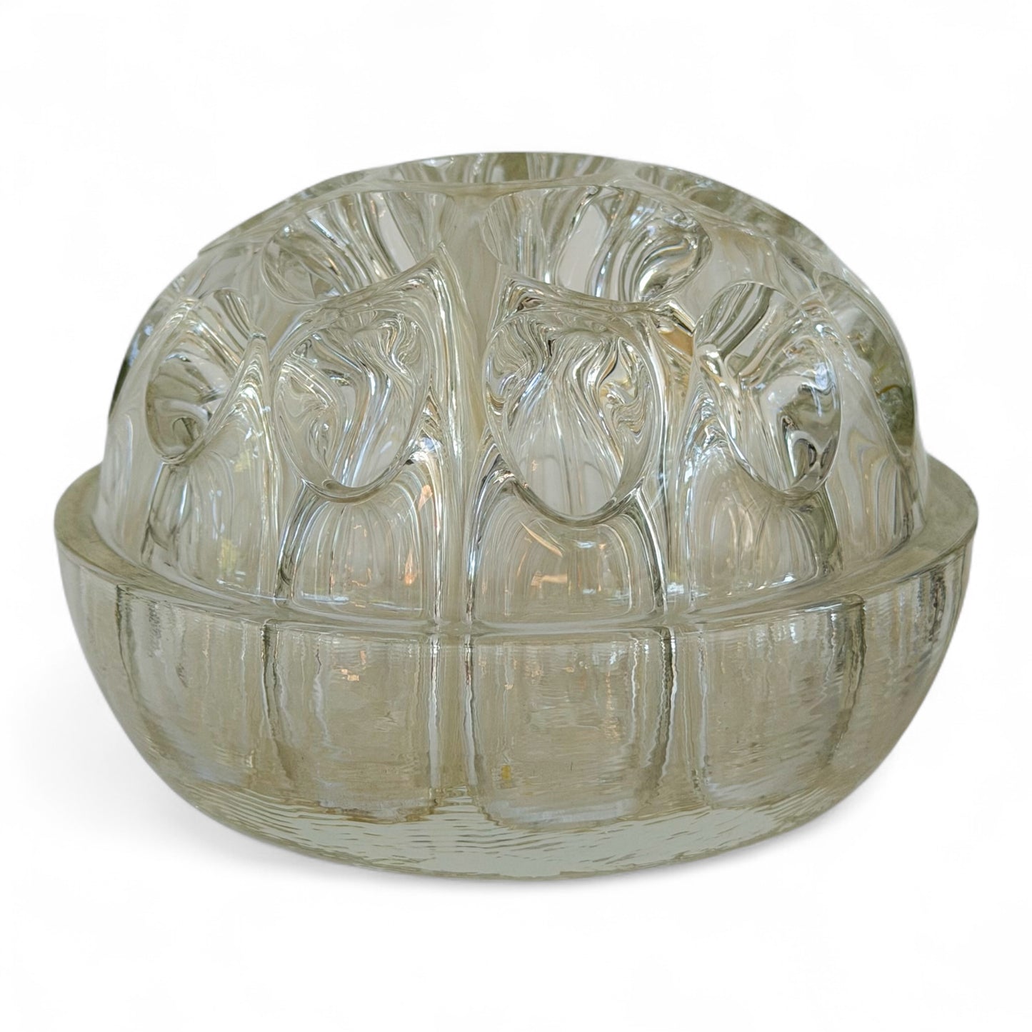 Vintage Bellini Italian Silverplate Rose Bowl with Glass Flower Frog
