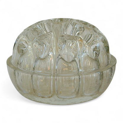Vintage Bellini Italian Silverplate Rose Bowl with Glass Flower Frog